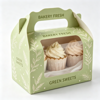Boîte à gâteau portable en carton écologique recyclable avec fenêtre, gaufrage, auto-érection, emballage de dessert protecteur et personnalisable