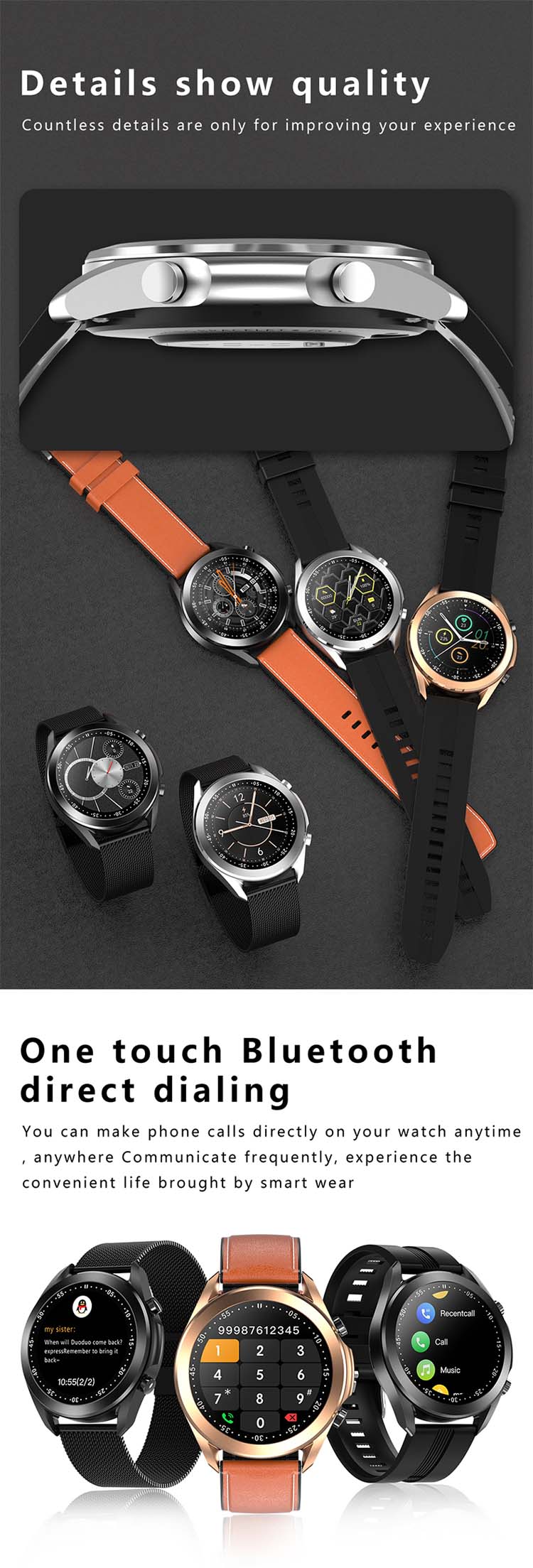 DW95 Smart Watch BT Call Body Temperature Heart Rate Blood Pressure Sports Business Fashion Smart Bracelet