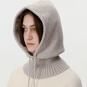 Balaclava coréenne transfrontalière 28*52 pour <span class=keywords><strong>femme</strong></span>, <span class=keywords><strong>tricot</strong></span>ée en Spandex, couleur unie, amincissante, chaude, protégeant les oreilles, automne-hiver - Product Image 1