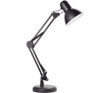 Lampe de table en métal noir avec base lestée et bras pivotant monté Éclairage de table de lecture idéal pour ampoule intérieure non incluse Bureau - Product Image 1