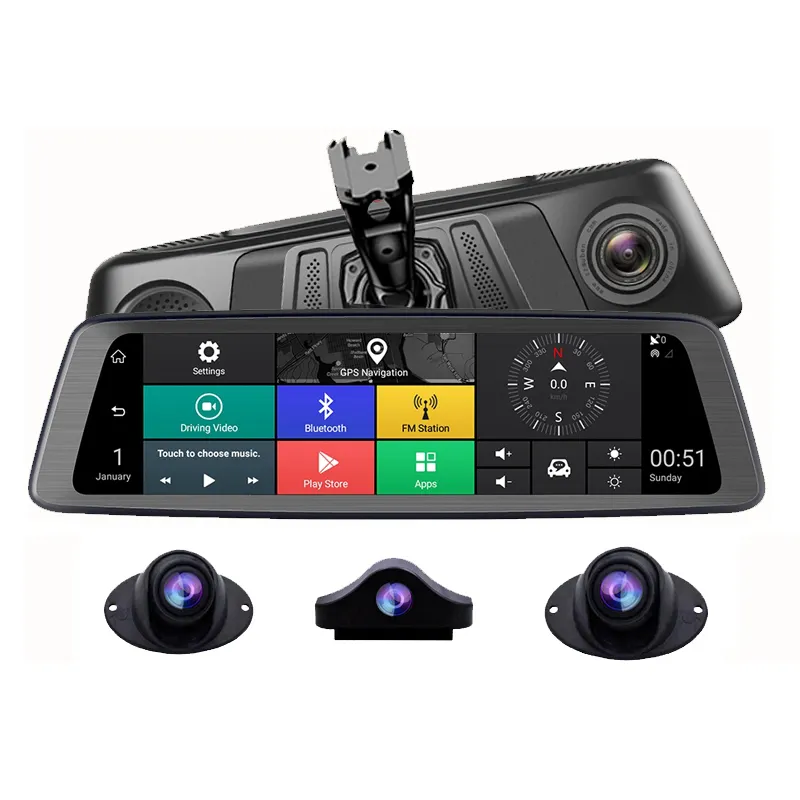 4チャンネルパノラマ2GB32GB車DVR10インチAndroidバックミラーカメラGPSナビゲータービデオレコーダーADAS4G Wifi DashCam