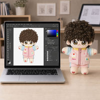 Poupée en peluche personnalisée garçon aux cheveux bouclés, gilet rose, mignonne et kawaii, cadeau de collection, vente en gros