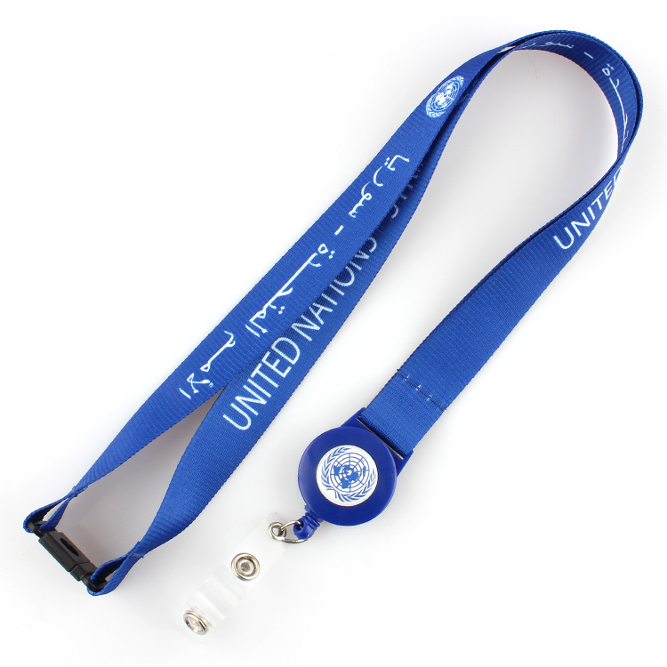 Customized Retractable yoyo Silk Screen Printing logo Satin Lanyard with Badge Reel Image 2