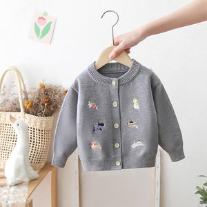 Nouveau pull en tricot pour enfants unisexe, motif de dessin animé, automne, fille, chiot brodé, tricot ample, garçon, <span class=keywords><strong>cardigan</strong></span> rouge - Product Image 5