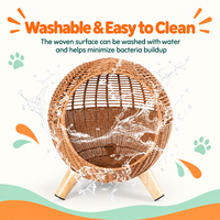 Lit pour animaux de compagnie en rotin pp tissé à la main, design moderne, durable, respirant, amovible, lavable, respectueux de l'environnement, pour toutes les saisons