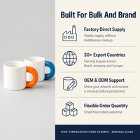 Mug à café en céramique 330 ml en gros, avec logo personnalisé, poignée colorée épaisse, tasse émaillée pour café, hôtel, cadeau d'entreprise, promotion