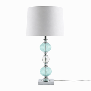 Modern Table <b>Lamps</b> Set of Stacked Crystal <b>Ball</b> Silver White Drum Shade for Living Room Family Bedroom Bedside - Product Image 1