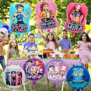 زينة حفلات أعياد الميلاد لفرقة ديمون هانترز الكورية، لافتة هونتريكس، بالونات رومي الفويل، خلفية، زينة الكيك، مستلزمات حفلات استقبال المولود - Product Image 3