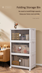 Boîte de <span class=keywords><strong>rangement</strong></span> en plastique transparente fauve pliable Vêtements Jouets Snacks Organisateur <span class=keywords><strong>Placard</strong></span> avec porte - Product Image 3