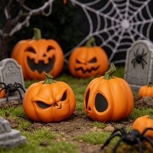 3D PRINT JOY Statua di Testa di Zucca di Halloween Stampata in 3D, Mini Jack O' Lantern, Decorazione da Scrivania, Oggetto da Collezione Horror - Product Image 5