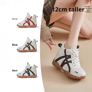 Zapatos Deportivos para <span class=keywords><strong>Mujer</strong></span>, Otoño Invierno, Nuevos Zapatos Casuales de Piel de Vaca Afelpada, Estilo Alemán, con Aumento Invisible de 9 cm - Product Image 4