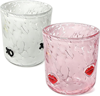Verre à boire en borosilicate transparent à pois 500 ml, fait main, anti-fuite, sans BPA, style américain, pour jus, cocktails, vin