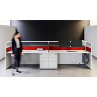 Grande Poste de Travail Modulaire Entièrement Fermé en Bois pour Centre d'Appels, avec Panneaux à Cadre en Aluminium, Garantie 5 Ans, pour 6 Personnes