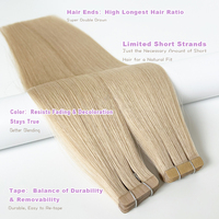 Extensions de cheveux à bandes adhésives en cheveux humains vierges de couleur blonde foncée 20, cuticules intactes, super double trame, 22 pouces, prêtes à être expédiées