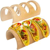 Porta Platos Para Fiestas, Soporte para Tacos de Alta Calidad, Bandeja de Servicio de Madera Ecológica, Soporte para Tacos de Bambú