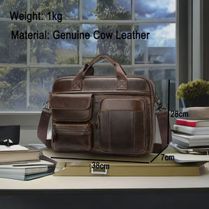 AndoBag Maletín para Portátil de 14 Pulgadas para Hombre, Cuero Vacuno Genuino, Gran Capacidad, Bolso de Mano Retro, Bandolera Cruzada Masculina 1413 - Product Image 6