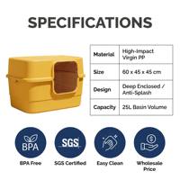 Litière pour chat XL profonde et fermée, anti-éclaboussures, anti-odeur, désodorisante, prix usine de gros, toilettes pour chat en vrac, OEM personnalisé, couleur au choix