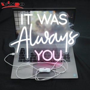Winbo Letrero de Neón Personalizado Logo Siempre Fuiste Tú Luces de Neón Personalizado Feliz San Valentín Feliz Cumpleaños Letrero Led Decoración Letrero de Luz de Neón - Product Image 1