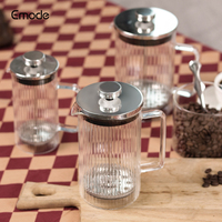 Prensa francesa de vidrio de borosilicato con rayas verticales de nuevo diseño, prensa de cafetera a prueba de explosiones y escaldado
