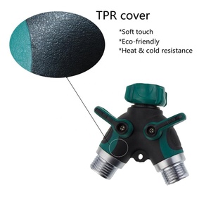 Connecteur de tuyau d'arrosage de jardin en acier inoxydable, séparateur de tuyau en Y à 2 voies avec Valve d'arrêt - Product Image 3