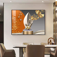 Décoration Murale Horizontale Encadrée pour Compteur Électrique Style Nordique, Tableau Mural Luxe Doré Motif Cerf Porte-Bonheur, Peinture Suspendue pour Boîtier de Distribution