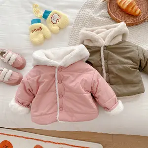 Children's cotton clothes 0-5 years old winter children's girls baby Korean version clip cotton top boy hooded warm cotto