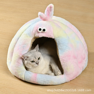 Cat bed, suitable for all seasons, autumn and winter, dog bed, kitten sleeping house, cat shelter, enclosed pet bed - Product Image 3