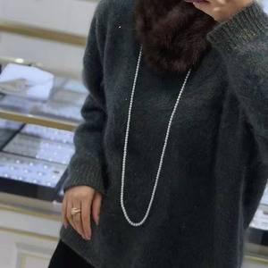 120cm Sweater <b>Chain</b> 5-6mm Aurora Near Round Freshwater Pearl <b>Necklace</b> With Sterling Silver Clasp Versatile Women Daily Jewelry - Product Image 4