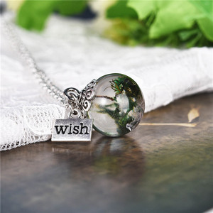 Collar de resina transparente de joyería de diseño único de moda con plantas acuáticas reales y conchas en el interior - Product Image 5