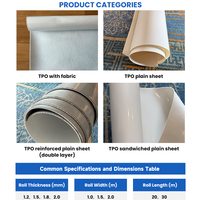 Membrane imperméable TPO écologique de 1,2 mm, 1,5 mm, 1,8 mm pour bâtiments commerciaux, sous-sols, résistante à l'eau, haute résistance