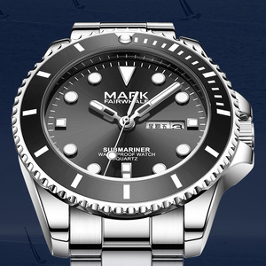 นาฬิกาควอตซ์แฟชั่นผู้ชายรูปทรงผีน้ำสีเขียว Fairwhale กำหนดวันที่อัตโนมัติ - Product Image 2