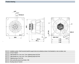 Ebm-papst พัดลมแรงเหวี่ยง K3G560-PC04-01/F01 EC เครื่องเป่าลมระบายอากาศแบบอุตสาหกรรมที่มีประสิทธิภาพสูงแบบย้อนกลับโค้ง - Product Image 2