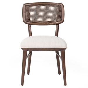 Natural Wood Cane Back <b>Dining</b> <b>Chair</b> Solid Oak Frame Handwoven Rattan Backrest Modern Farmhouse Restaurant Kitchen Seating - Product Image 1