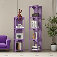 Étagère à livres ouverte moderne en forme d'arche, bibliothèque d'angle étroite, meuble de rangement autoportant, présentoir décoratif pour salon et maison