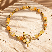 Bracelet en pierres naturelles colorées SL378, perles en acier inoxydable doré, fermoir OT, bijoux empilables pour femmes