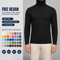 Pull-over en maille à col roulé pour homme, coupe ajustée, avec logo personnalisé, idéal pour l'hiver