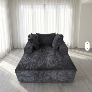 Canapé d'angle moderne en tissu capitonné gris foncé pour salon, chambre et hôtel - Product Image 6