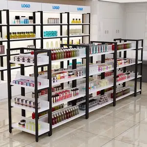 Holz Kosmetik Display Showcase Modern Beauty Supply Store Regal Metall Kosmetik Display Rack