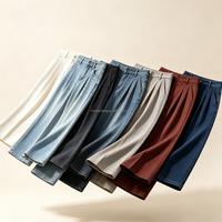 Celana Jeans Wanita C26 Second Hand Retro High Street Abu-abu Model Wide-Leg, Celana Panjang Lurus High-Waisted Longgar Berbahan Washed Drapedy
