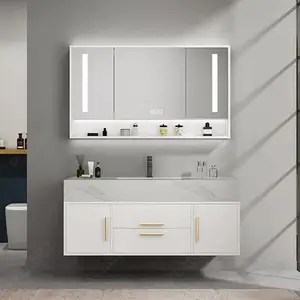 Vanité de salle de bain haut de gamme de style européen armoire noire et blanche ensemble de vanité de bain de 36 pouces avec un évier suspendu