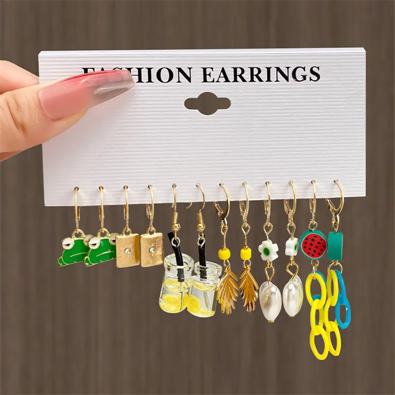 Cartoon Frosch Ente Ohrringe Set Tier Schmetterling Herz baumeln Ohrringe für Frauen Geometrische Bär Wolke Ohrring Trendy Schmuck