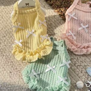 Summer Fashion Cute Cotton Dress <strong>for</strong> <strong>Dogs</strong> Printed Pattern Pet <strong>Coat</strong> <strong>with</strong> Bow Halter Warm Weather <strong>Dog</strong> Dress Pet cat Clothing - Product Image 4