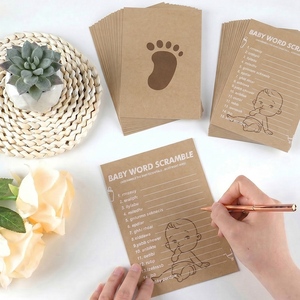 5/10 cartes de jeu de mots mélangés pour bébé <span class=keywords><strong>en</strong></span> papier kraft, double face, motif empreinte de bébé, fournitures pour fête de naissance - Product Image 4