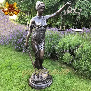 Prezzo all'ingrosso statua in metallo bronzo decorativo per la casa la dea della signora statua della giustizia scultura in bronzo donne per la decorazione