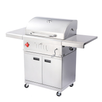 Barbecue au charbon de bois d'extérieur BLC5200 tout en acier inoxydable 430, grande surface de cuisson avec plateau à charbon réglable, roulettes verrouillables