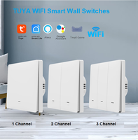 Interruptores de pared de lámpara inteligente TUYA WIFI, botón pulsador 1/2/3 bandas, interruptores de Control remoto compatibles con Alexa, Control de voz de Google