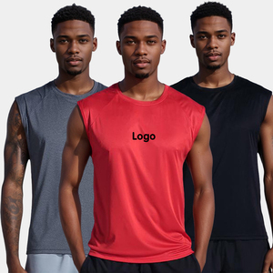 Casual Sporty Quick Dry Breathable O-Neck Sleeveless 100% Polyester T-Shirt Undershirt <b>Singlets</b> Wear Vest <b>For</b> <b>Men</b> - Product Image 5