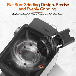<span class=keywords><strong>Molinillo</strong></span> de Café Compacto Cuadrado con Muelas Planas, Tanque de Granos de 14g, Temporizador y Apagado Automático, para Uso Doméstico, Venta al por Mayor - Product Image 6