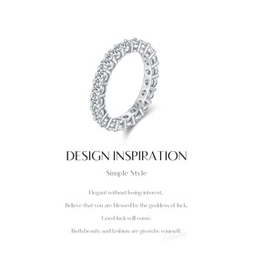 S925 Silver Elegant Full Circle Simulated Diamond Eternity Band Sterling Silver <b>Finger</b> <b>Ring</b> Korean Style Jewelry - Product Image 3
