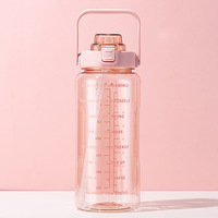 Yiben 2l Portable Grande Bouteille D'eau En Plastique Grande Bouteille D'eau Avec Paille Et Marqueur De Temps